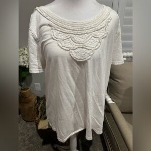 Replica Industry Elegant White Crochet Detail Top
